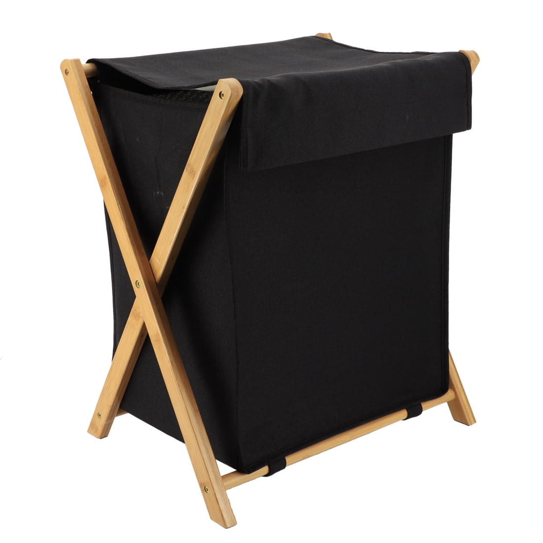 Coș de Rufe Pliabil din Bambus 54L - Negru/Bambus - ramosdecor