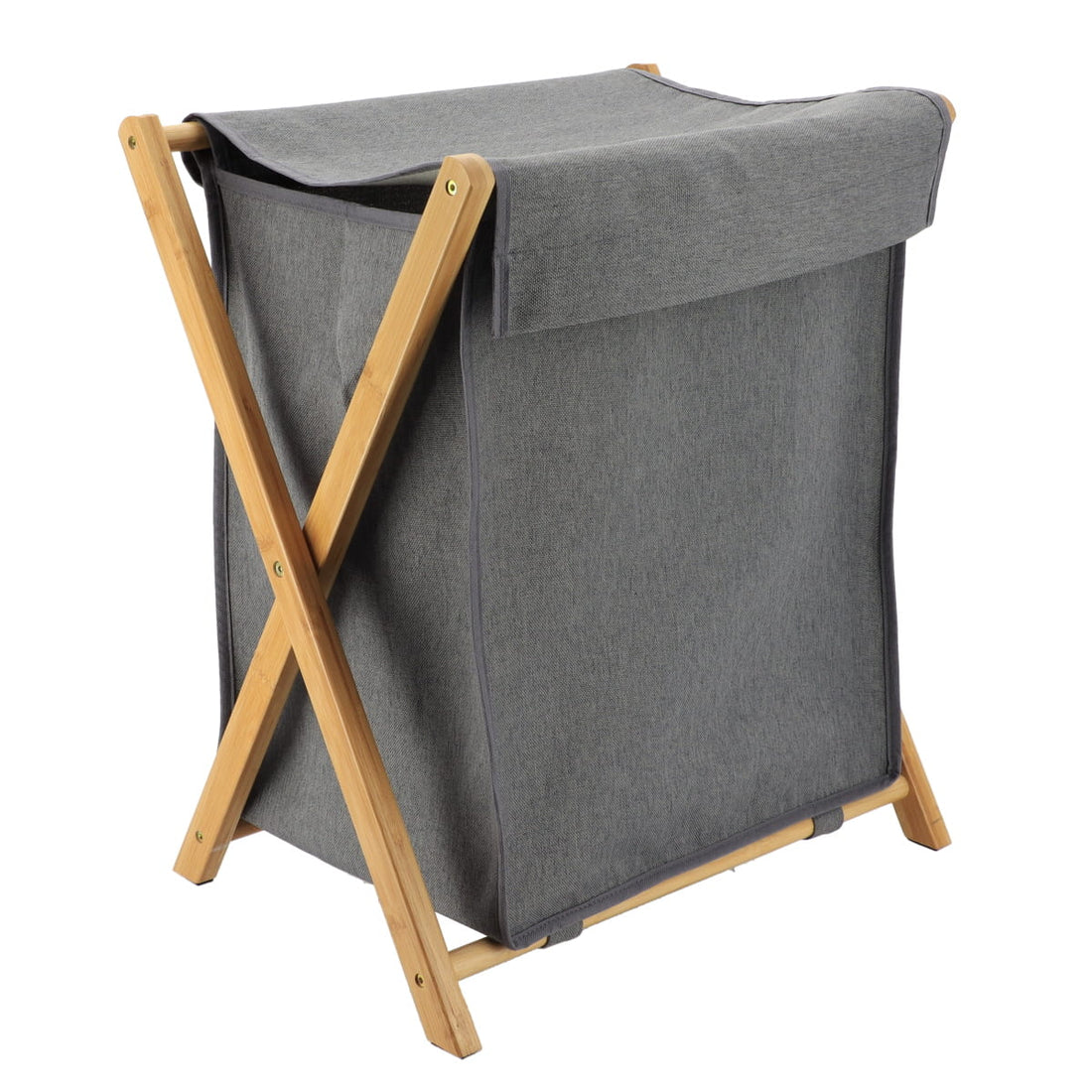 Coș de Rufe Pliabil din Bambus 54L - Gri/Bambus - ramosdecor