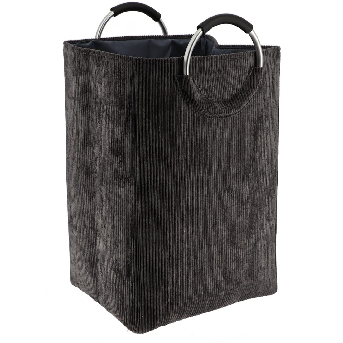 Coș Pliabil Pentru Rufe din Corduroy 55L - Gri Închis - ramosdecor