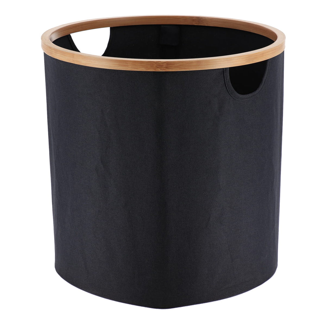 Coș de Depozitare Rotund - Negru/Bambus - ramosdecor