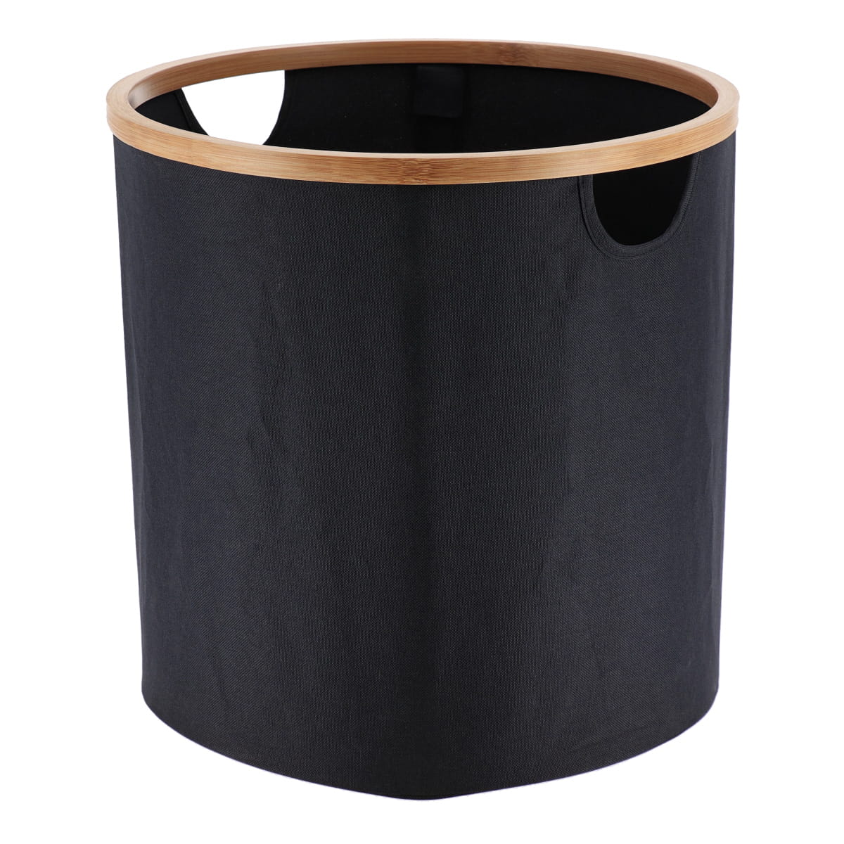 Coș de Depozitare Rotund - Negru/Bambus - ramosdecor