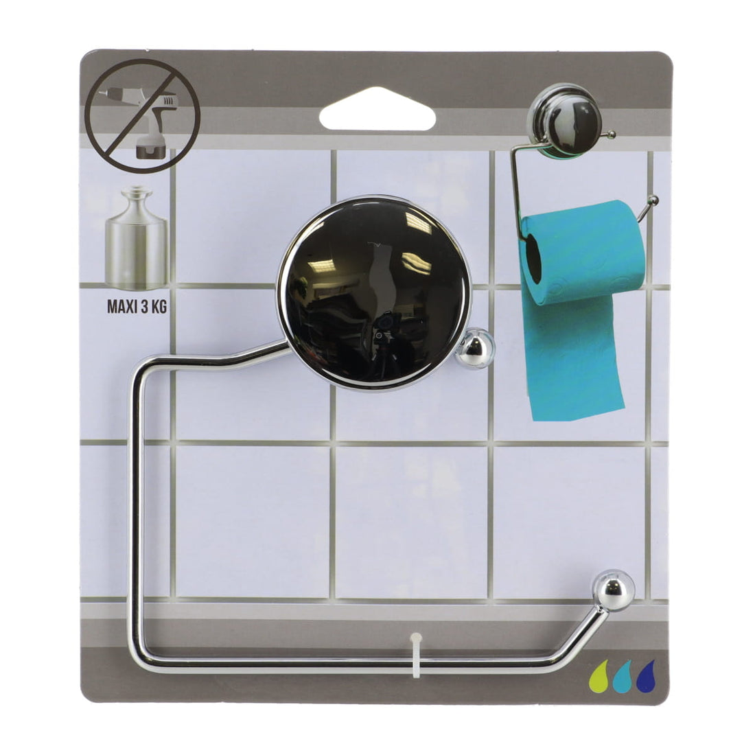 Dispenser Hârtie Igienică Metalic cu Fixare prin Ventuză - Crom - ramosdecor