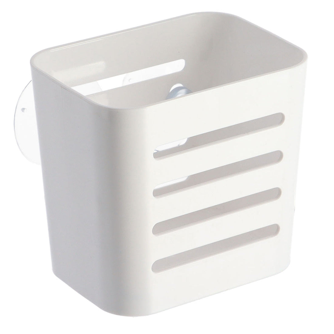 Coș Mic Rectangular din PS cu Ventuze - Alb - ramosdecor