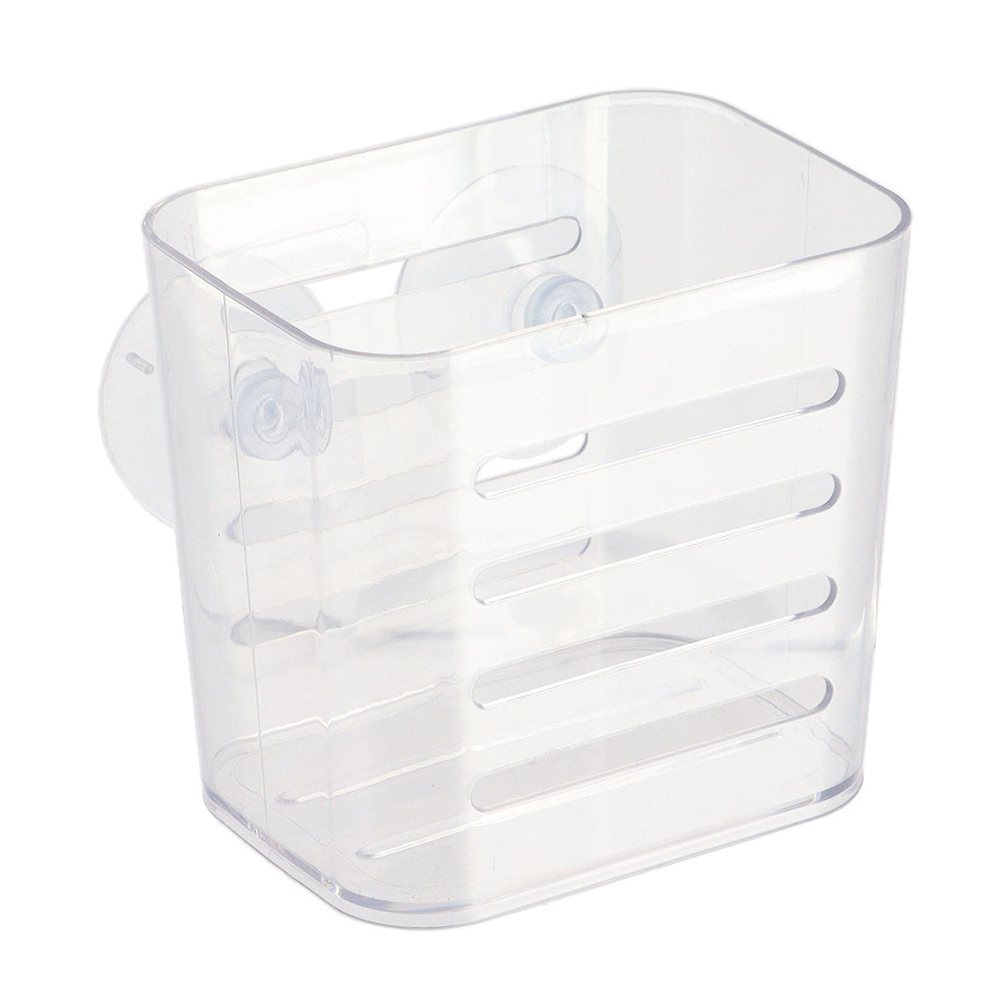 Coș Mic Rectangular din PS cu Ventuze - Transparent - ramosdecor