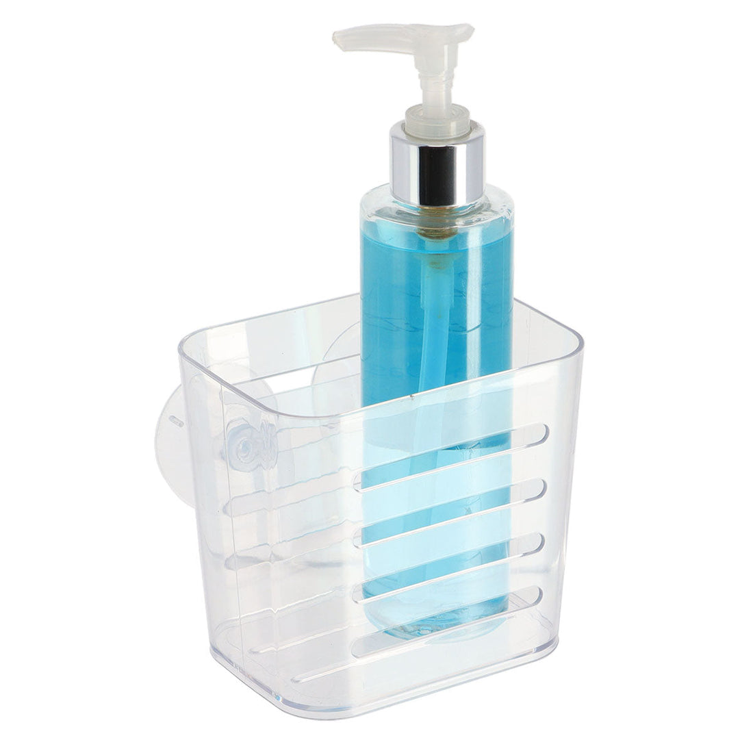 Coș Mic Rectangular din PS cu Ventuze - Transparent - ramosdecor