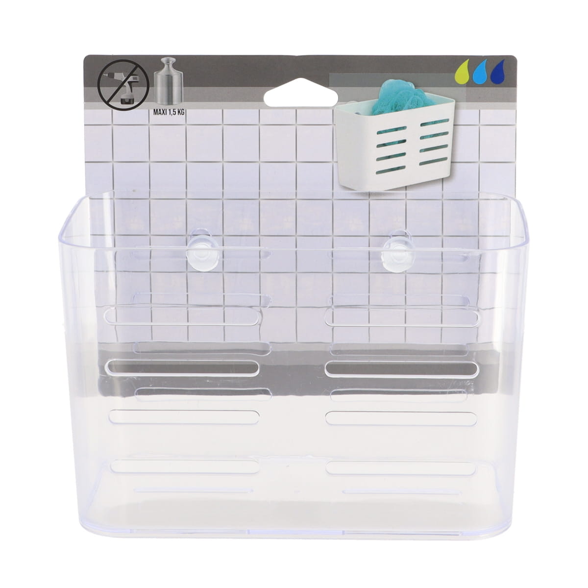 Organizator Rectangular Mare din PS cu Ventuze - Transparent - ramosdecor
