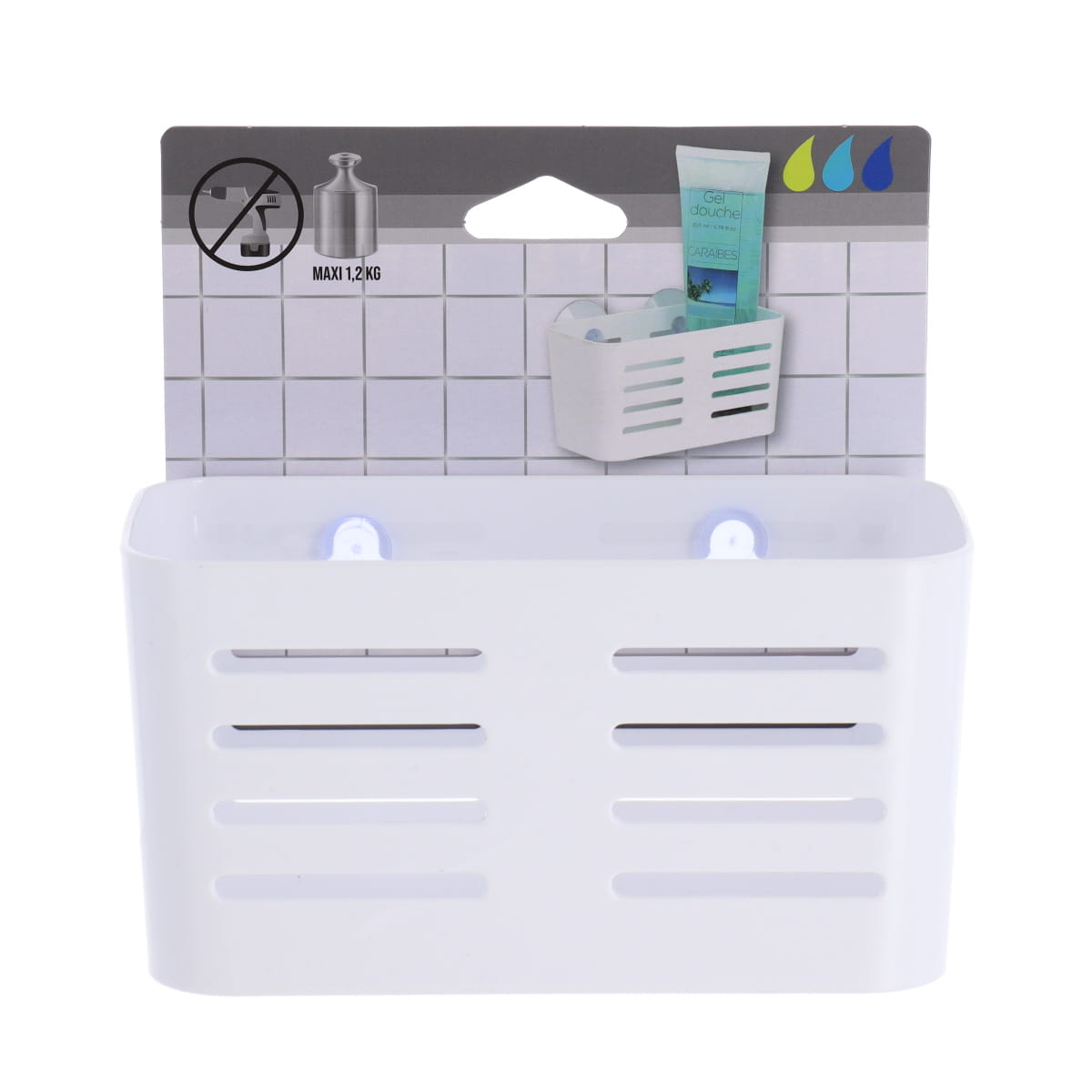 Coș pentru Depozitare Rectangular cu Ventuze - Alb - ramosdecor