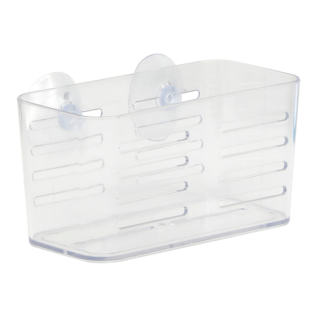 Coș Organizator Mediu Rectangular din PS cu Ventuze - Transparent - ramosdecor