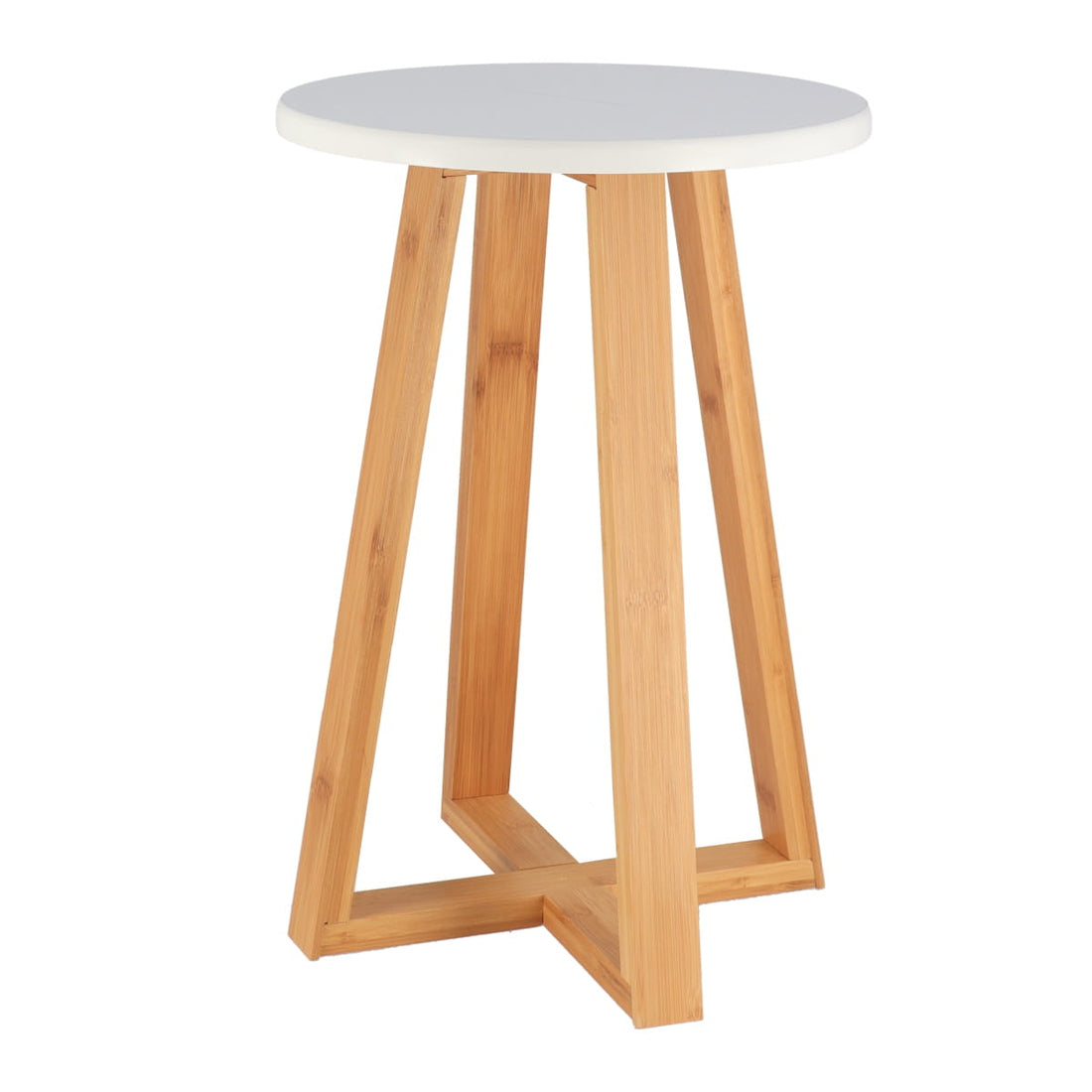 Taburet cu picioare din bambus și șezut din MDF negru - Alb/Bambus - ramosdecor