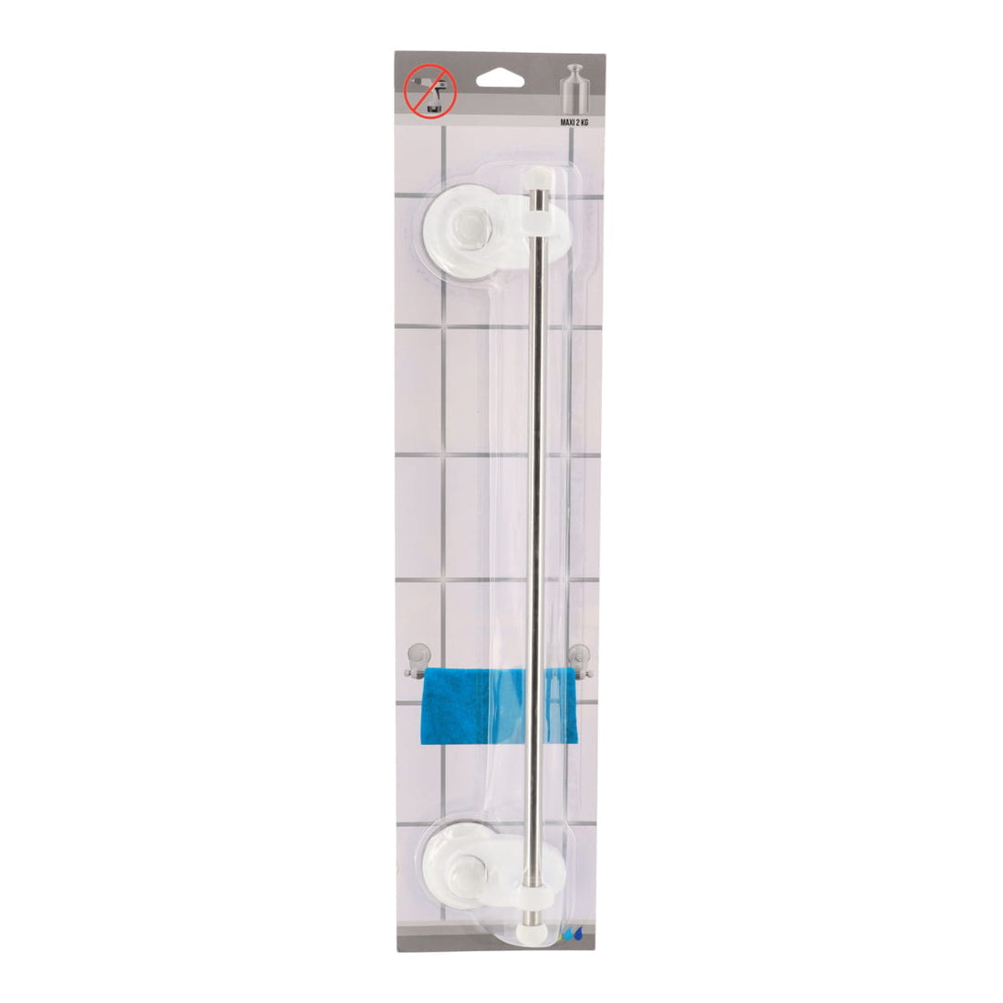 Organizator Prosoape cu Bară Inox și Ventuze - Alb - ramosdecor