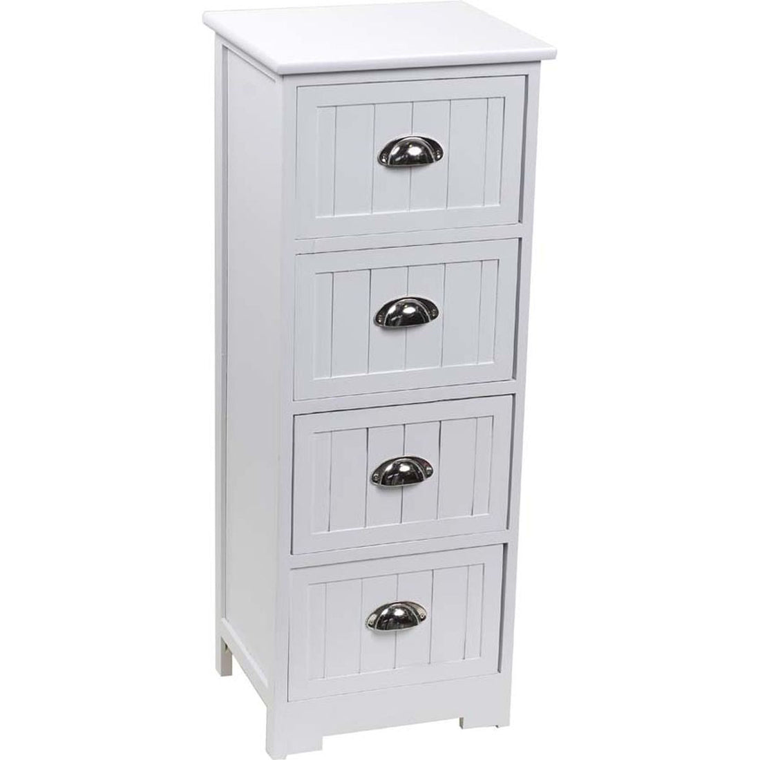 Mobilier din MDF/Paulownia cu 4 Sertare și Mânere - Alb - ramosdecor
