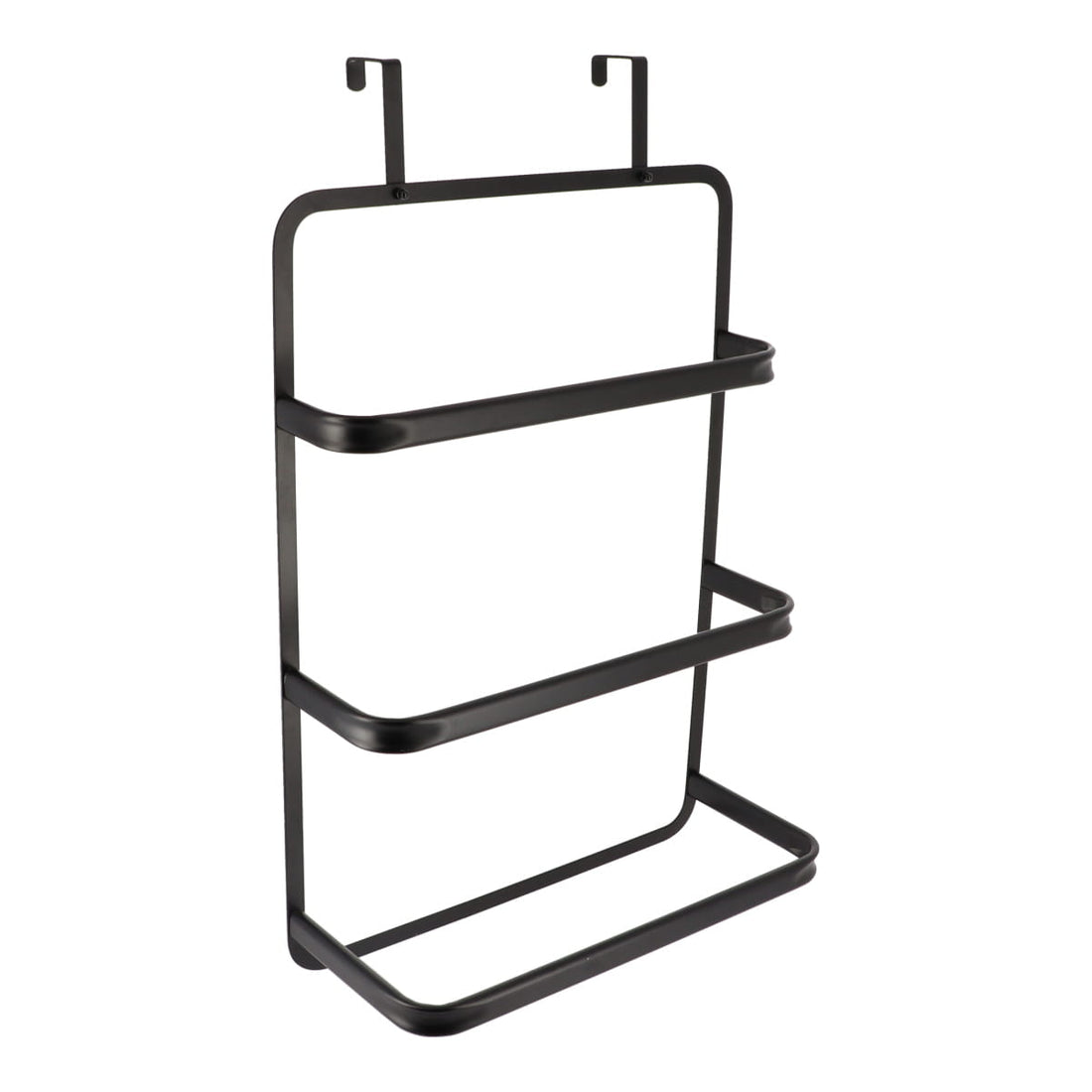 Suport pentru Prosoape din Metal pentru Ușă cu 3 Bare - Negru - ramosdecor