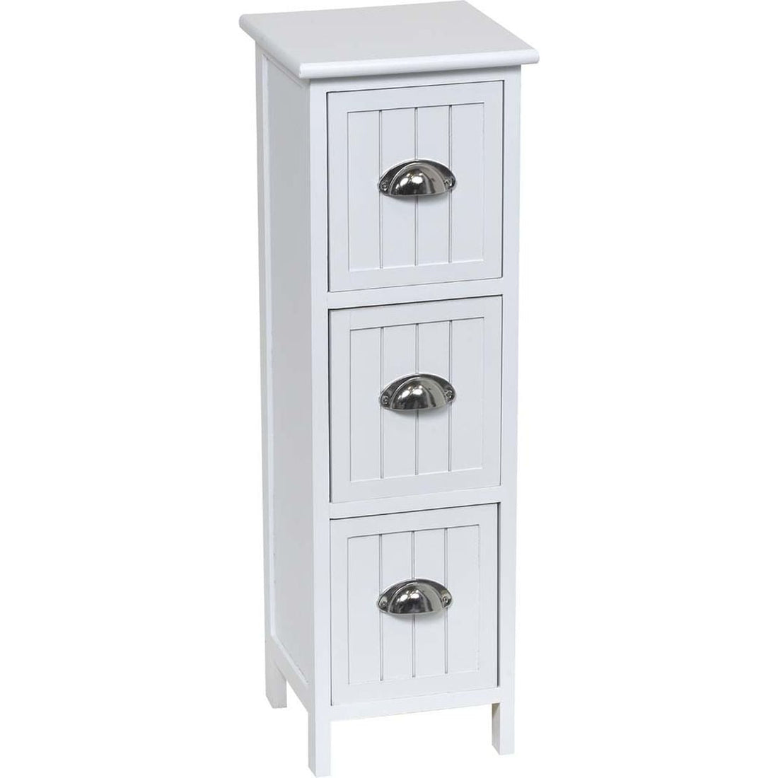 Mobilier din MDF/Paulownia cu 3 Sertare și Mânere - Alb - ramosdecor