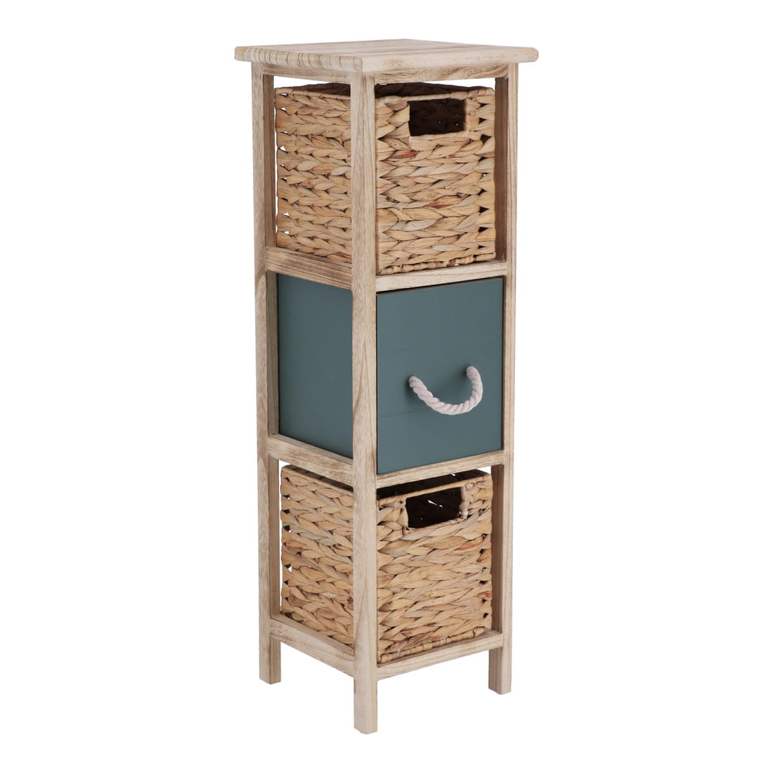 Mobilier Paulownia 2 coșuri jacint de apă + 2 sertare lemn - Natural/Kaki - ramosdecor