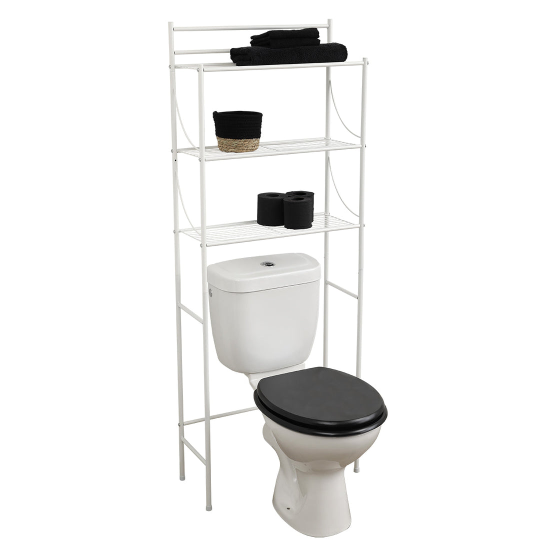 Raft Metalic Pentru Toaletă cu 3 Niveluri - Alb prezentat într-un decor modern marca Ramos