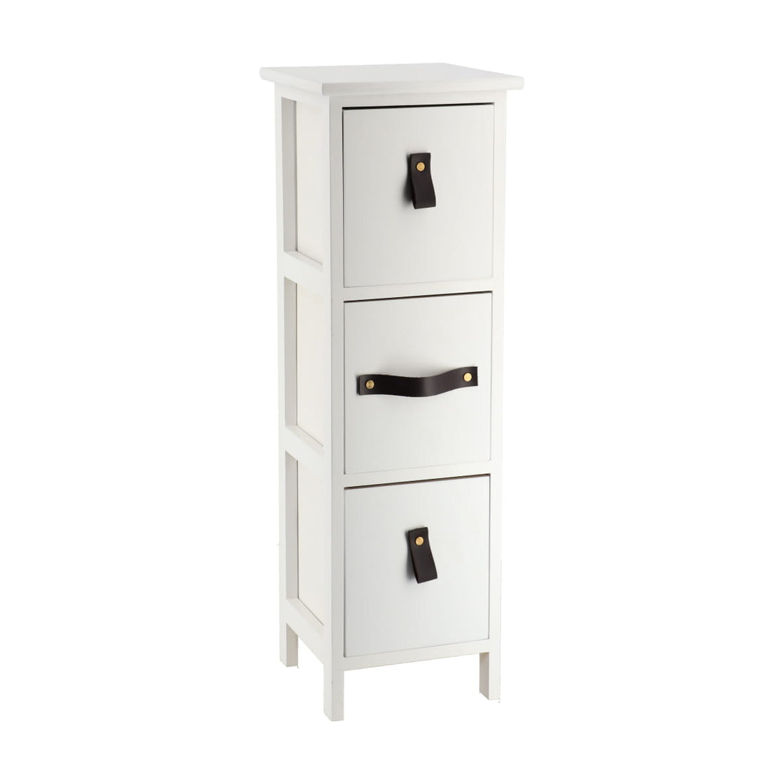Mobilier mic din MDF/Paulownia cu 3 Sertare și Mânere - Alb - ramosdecor