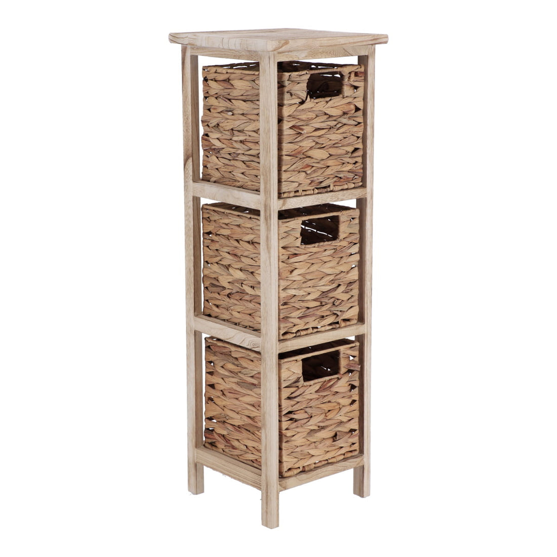 Mobilier din Paulownia cu 3 Coșuri din Jacint de Apă - Natural - ramosdecor