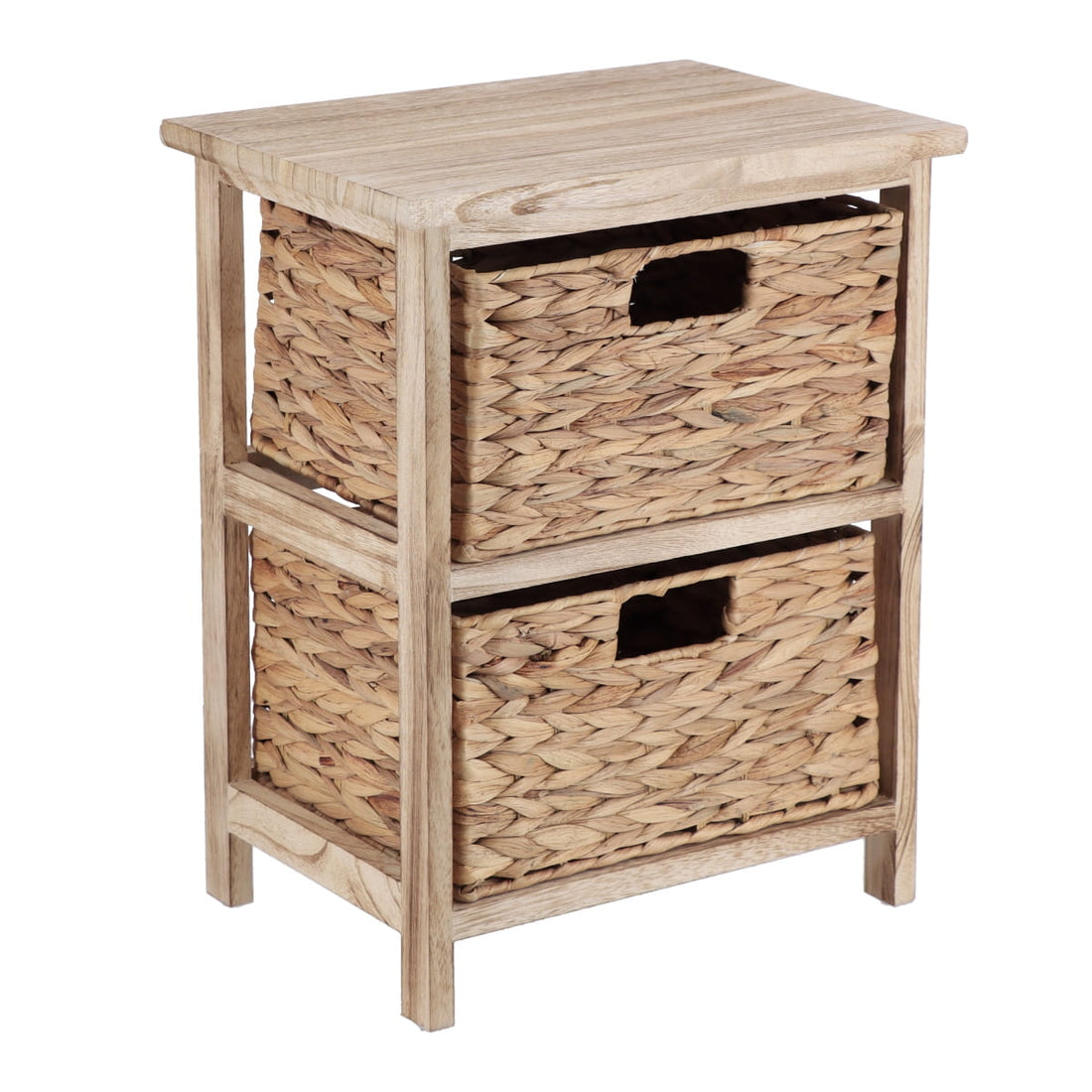 Mobilier mic din Paulownia cu 2 Coșuri din Jacint de Apă - Natural - ramosdecor