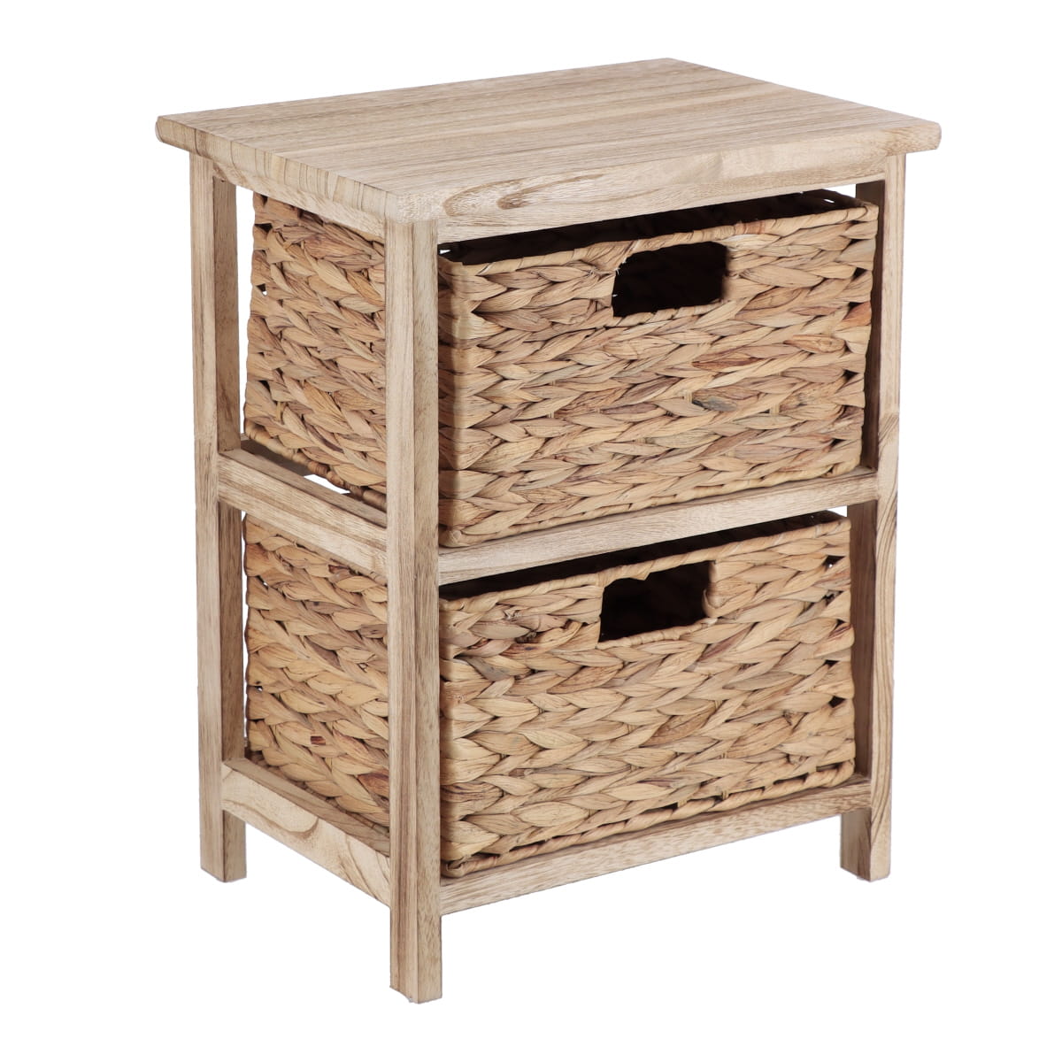 Mobilier mic din Paulownia cu 2 Coșuri din Jacint de Apă - Natural - ramosdecor
