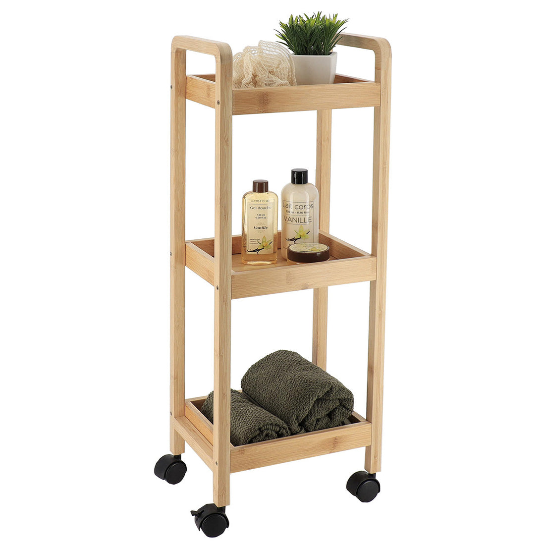 Mobilier din bambus+MDF cu 3 rafturi - Natural/Bambus - ramosdecor