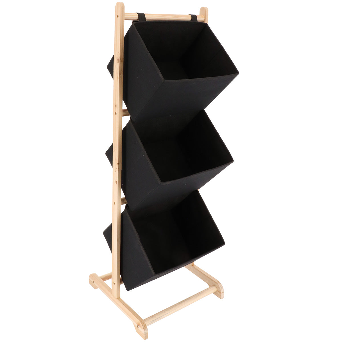 Mobilier din Polyester și Brad cu 3 Coșuri - Natural/Negru prezentat într-un decor modern marca Ramos