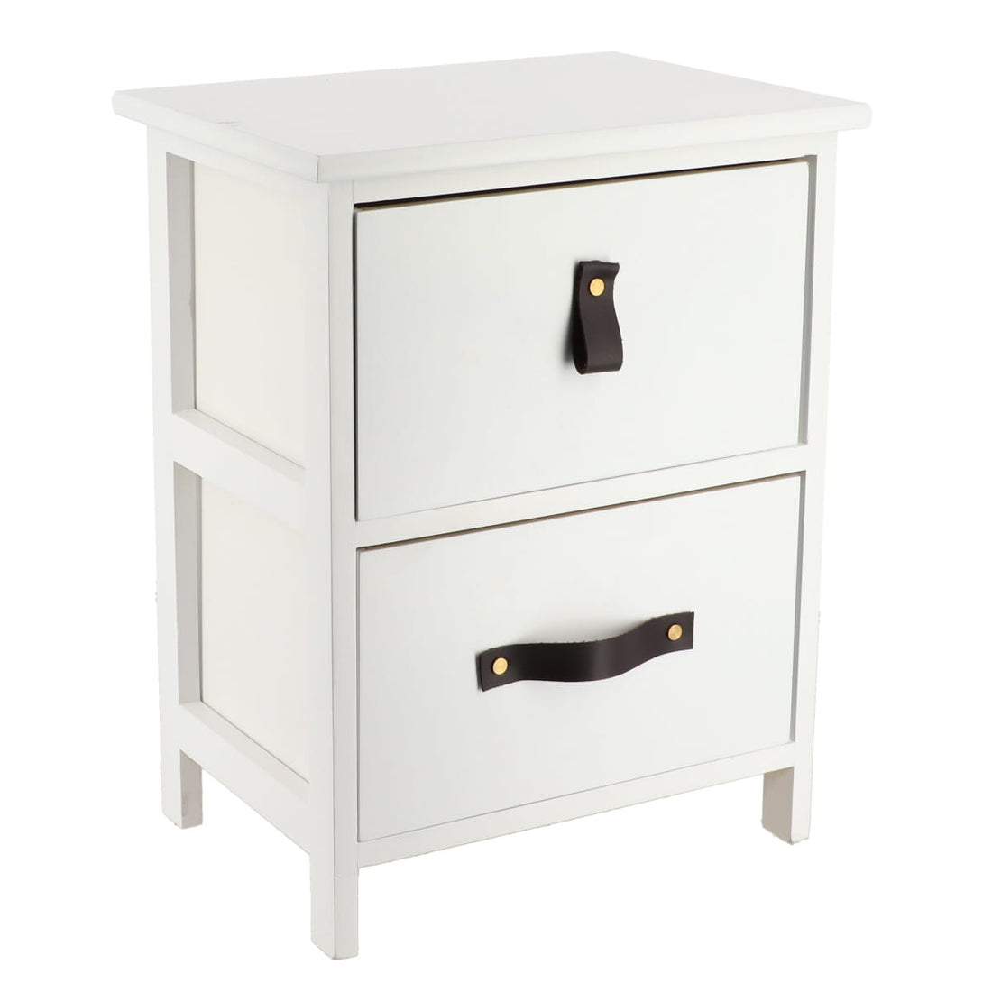 Mobilier mic din MDF/Paulownia cu 2 Sertare și Mânere - Alb - ramosdecor