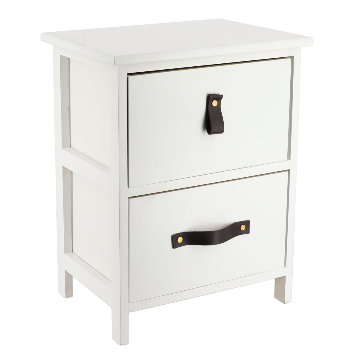 Mobilier mic din MDF/Paulownia cu 2 Sertare și Mânere - Alb - ramosdecor