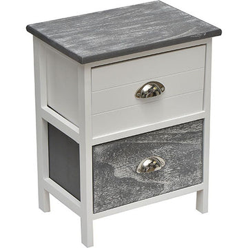 Mobilier mic din Paulownia/MDF cu 2 Sertare și Mânere din Metal - Bicolor Alb/Gri Spălat - ramosdecor