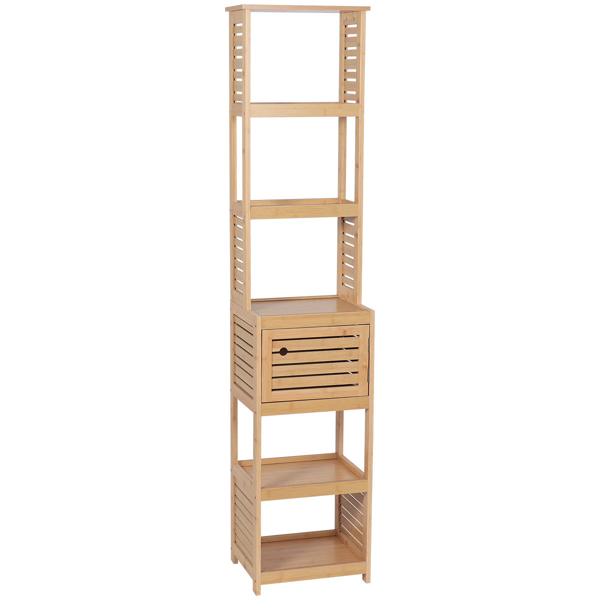Coloană De Depozitare Din Bambus/MDF Cu 1 Ușă - Trinidad prezentat într-un decor modern marca Ramos