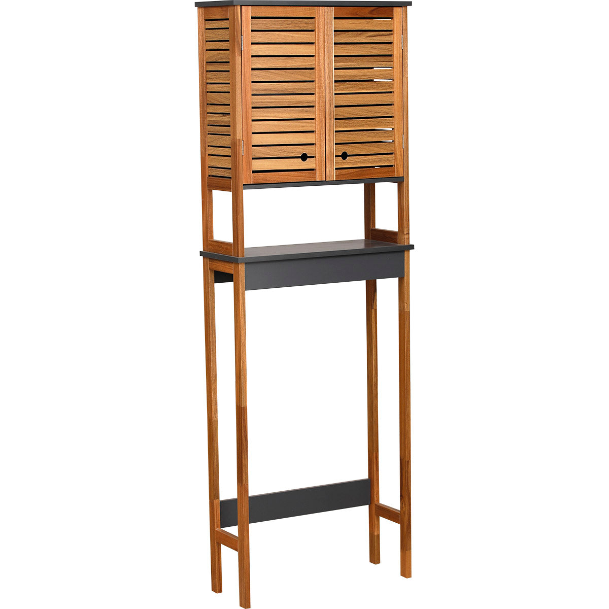 Raft De Toaletă Din Acacia Cu 2 Uși Din MDF + 1 Raft Interior - Element - ramosdecor