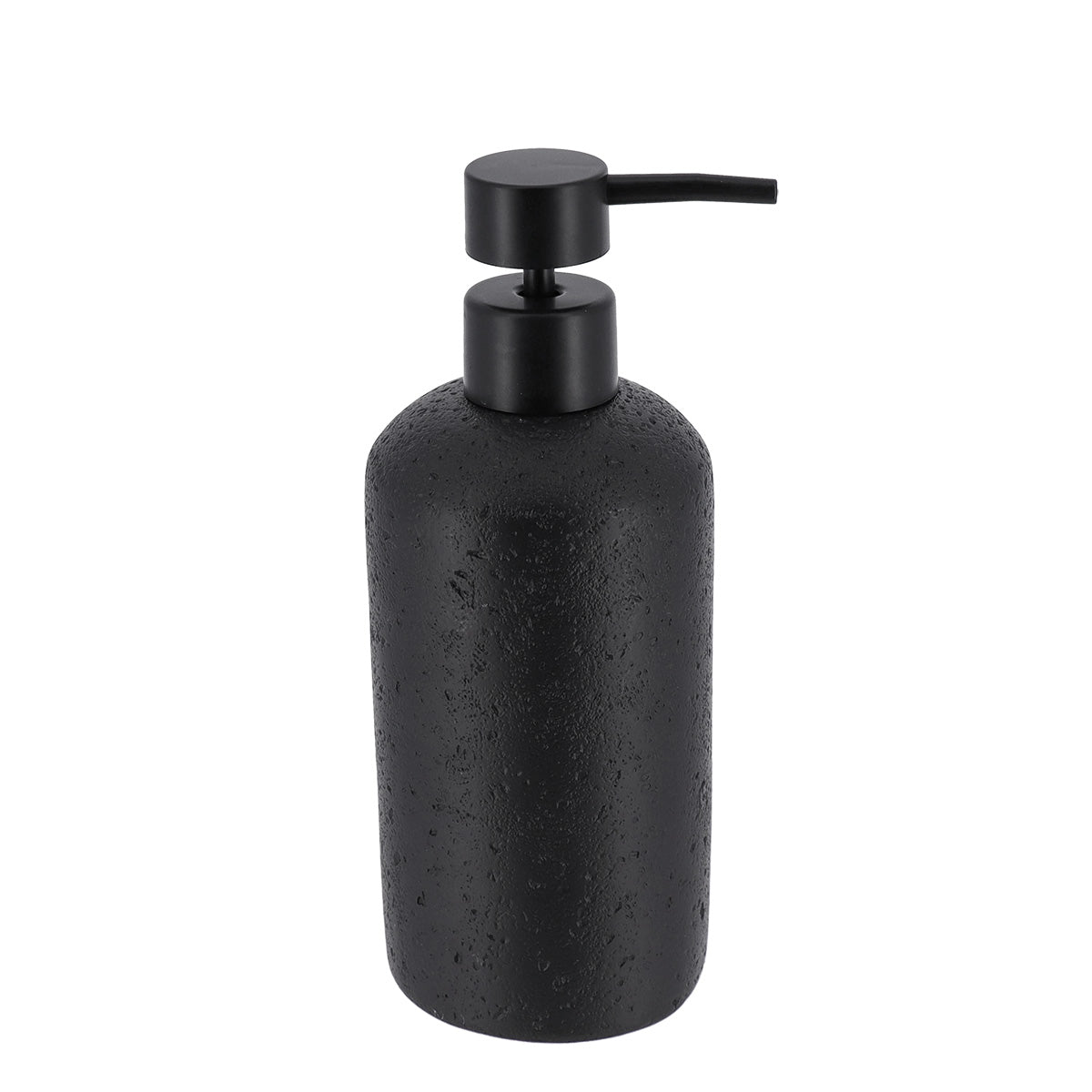 Dozator săpun polirasină efect piatră 400 ml - Negru - ramosdecor