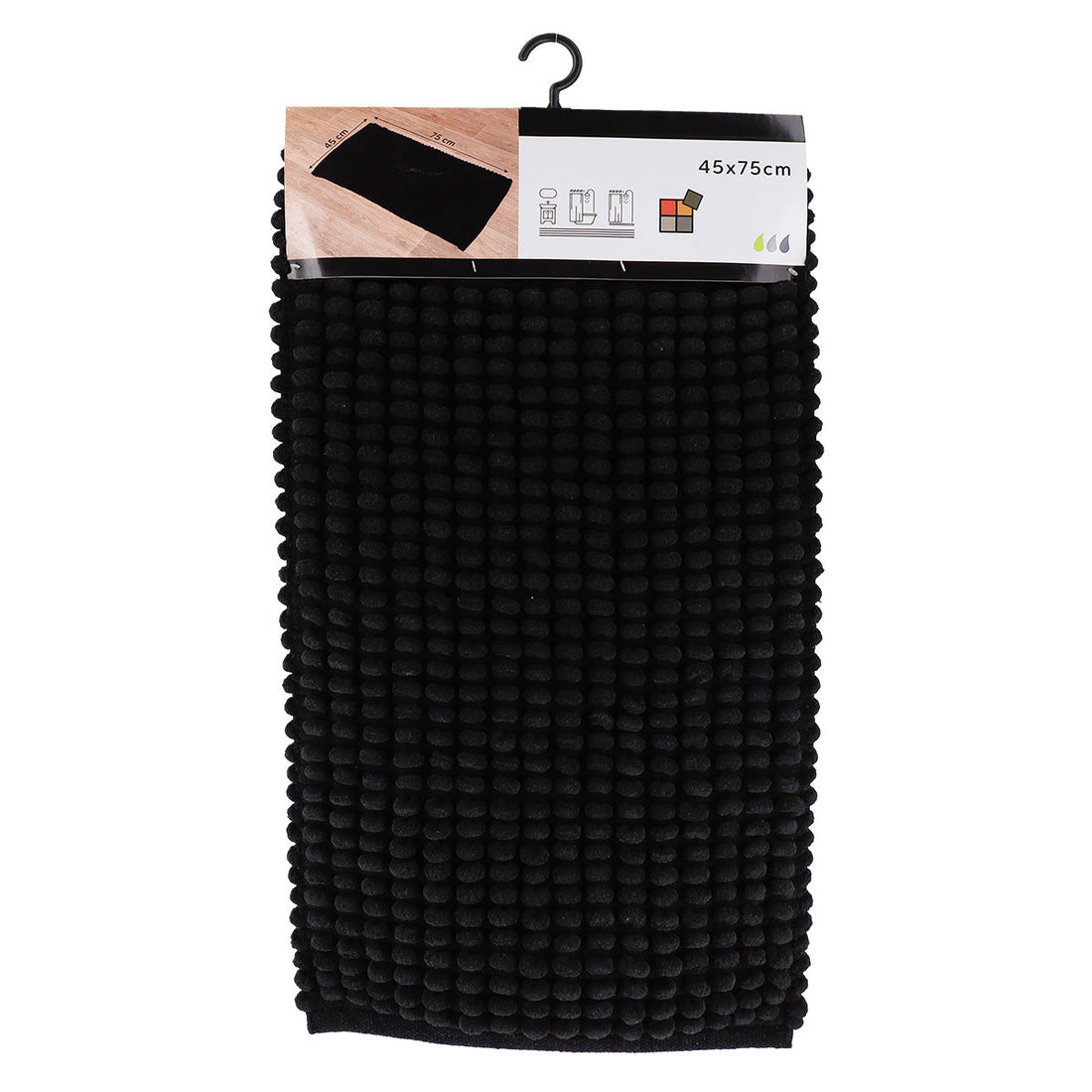 Covoraș Bicolor din Bumbac 45x75 CM - Negru - ramosdecor
