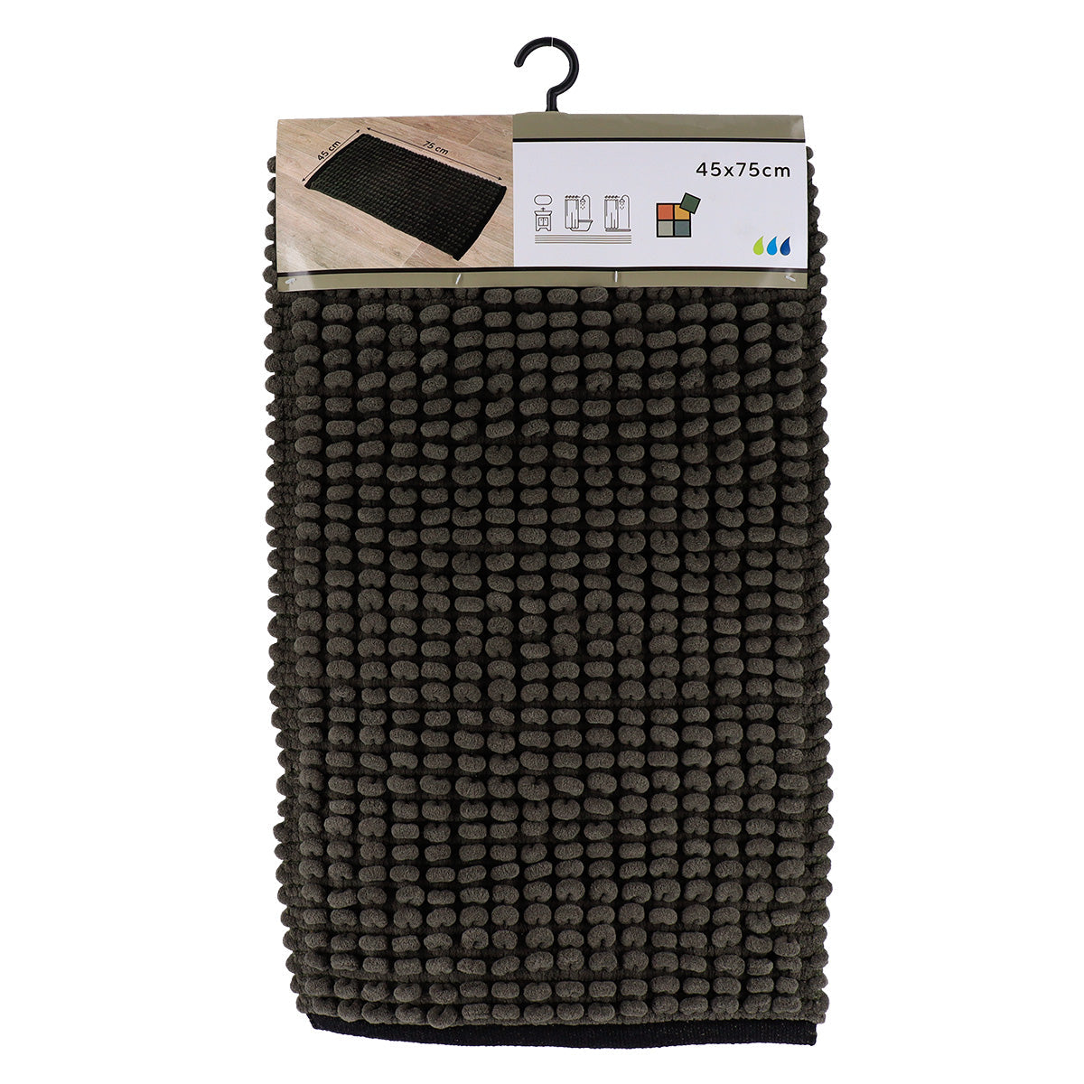 Covoraș Bicolor Bumbac 45x75 CM - Khaki/Negru - ramosdecor