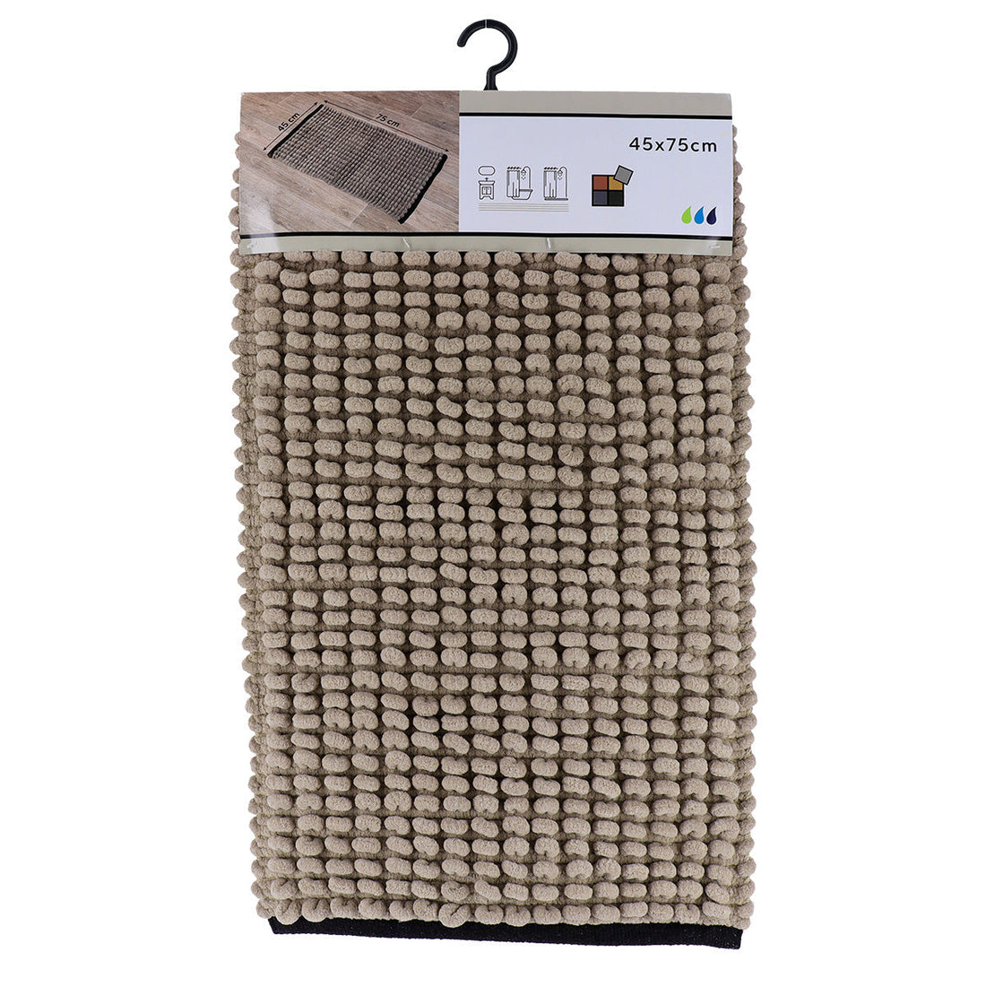Covoraș Bicolor Bumbac 45x75 CM - Twine Color/Negru - ramosdecor