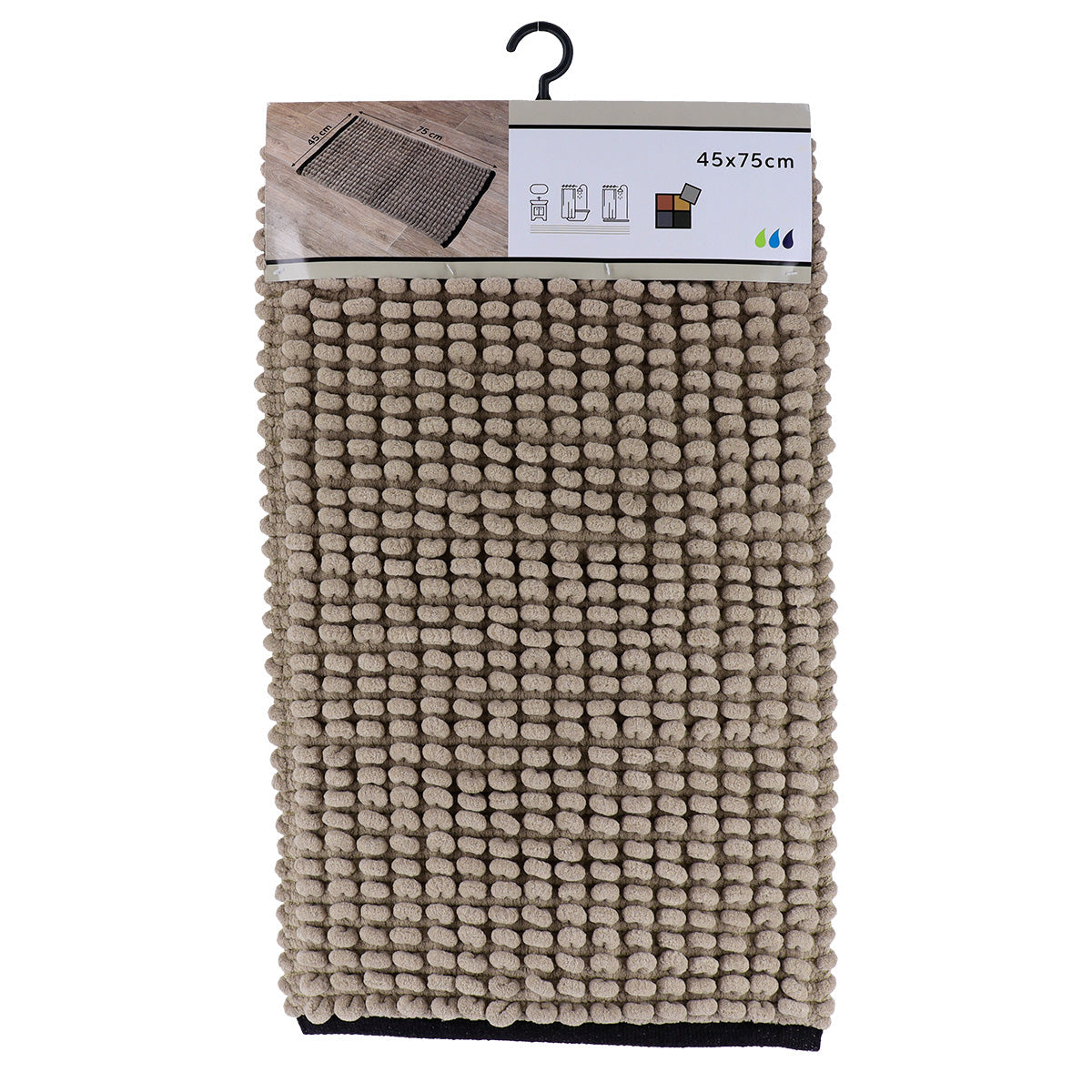 Covoraș Bicolor Bumbac 45x75 CM - Twine Color/Negru - ramosdecor