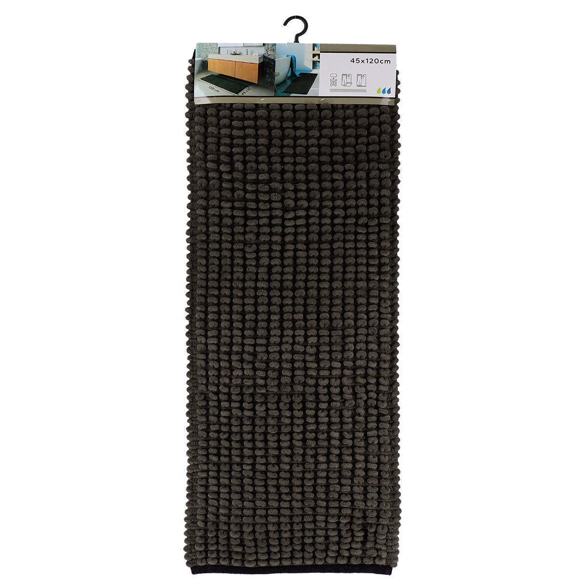 Covoraș Bicolor Bumbac 45x120 CM - Khaki/Negru - ramosdecor