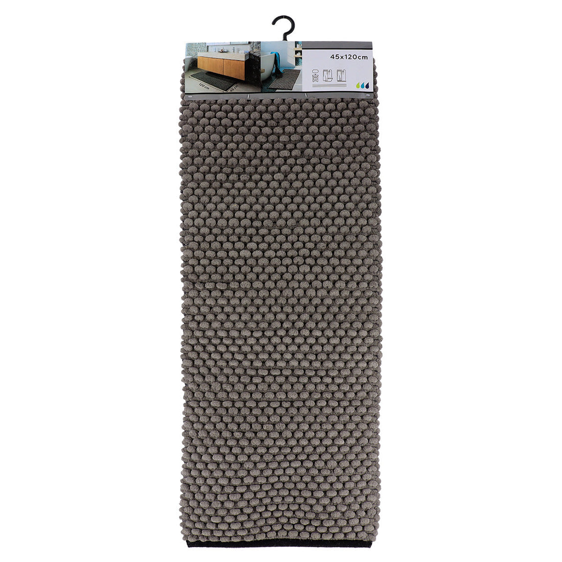 Covoraș Bicolor Bumbac 45x120 CM - Gri/Negru - ramosdecor