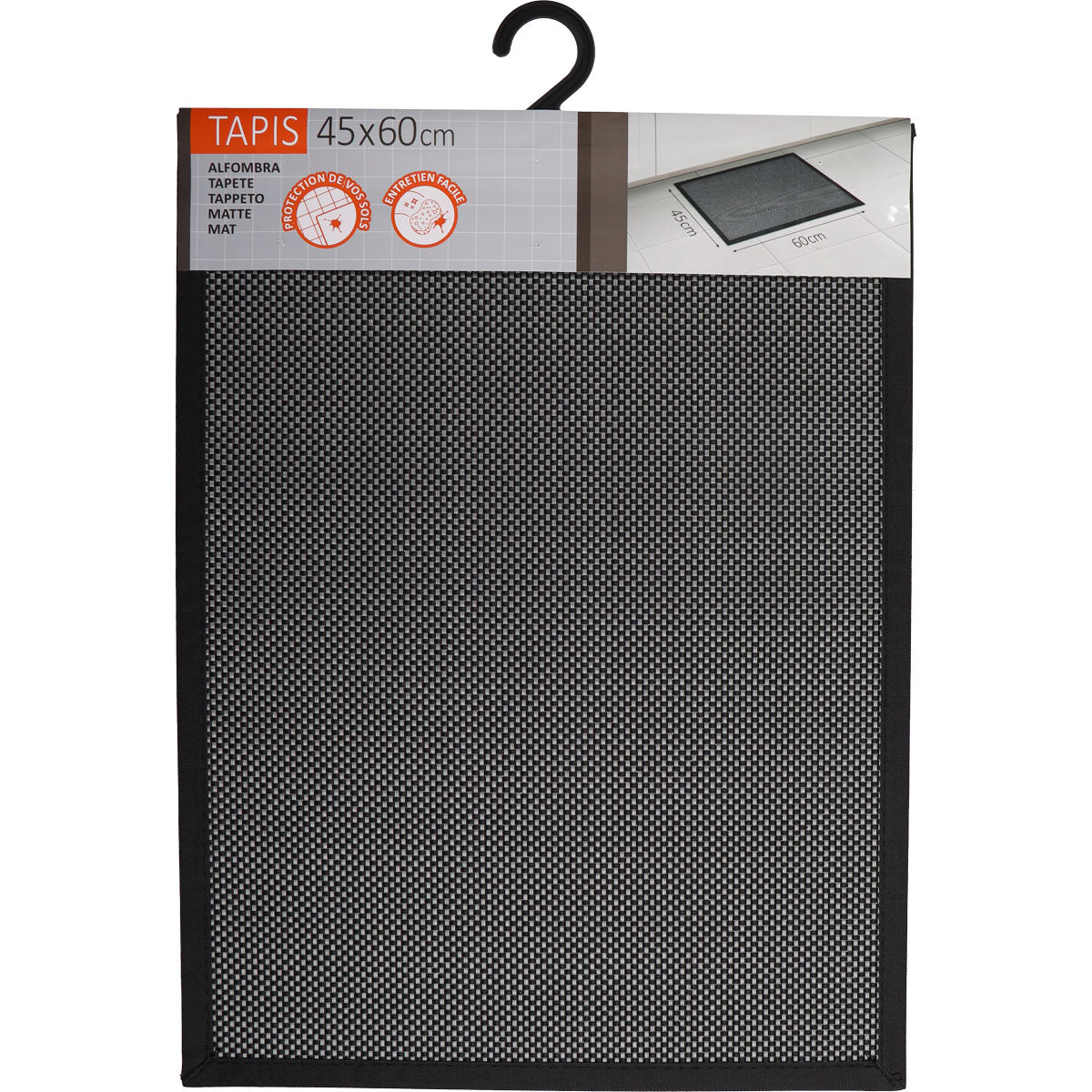 Covor bucătărie Woven Vinyl Negru/Argintiu - 45X60CM - ramosdecor
