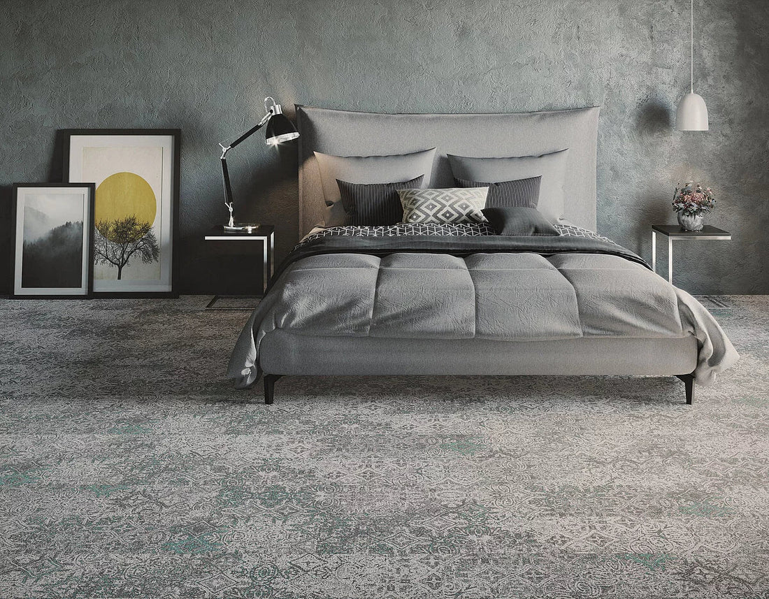 Mochetă Modulară Autoadezivă Coronado MO 25x100 cm prezentat într-un decor modern marca Ramos