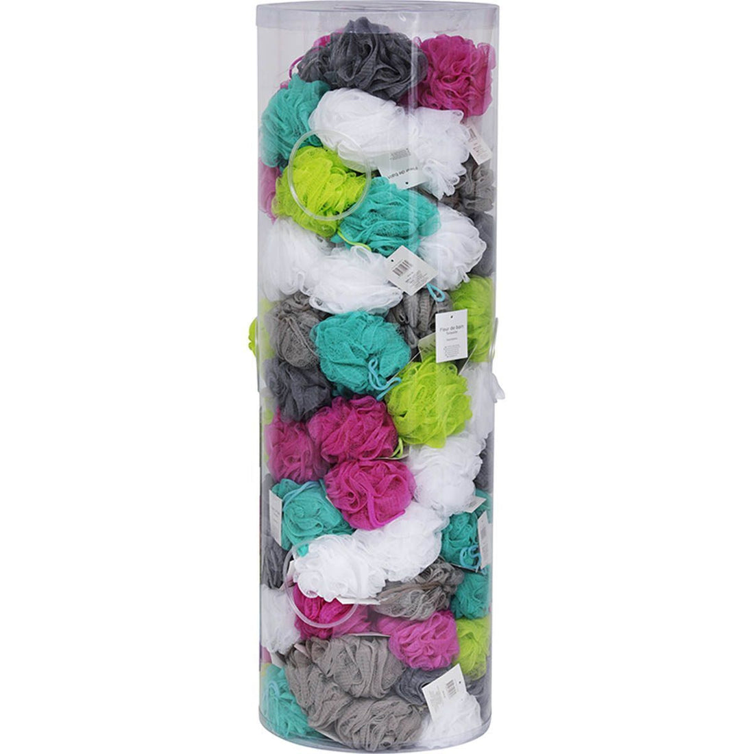 Suport din PVC cu 126 de Bureți de Baie din Plasă - 7 Culori Assortite - ramosdecor