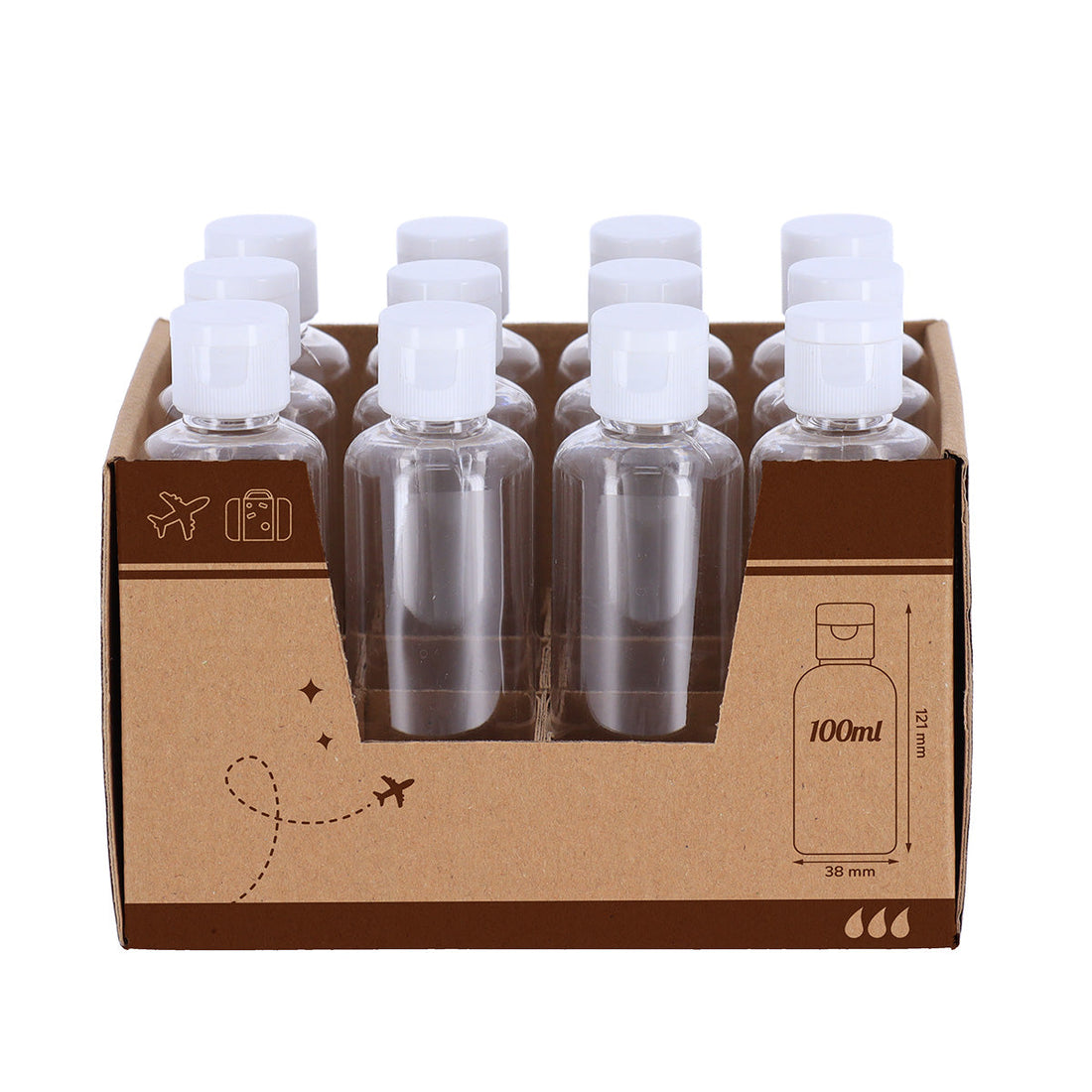 Set cu 12 Sticle de Plastic 100 ml - Transparent - ramosdecor