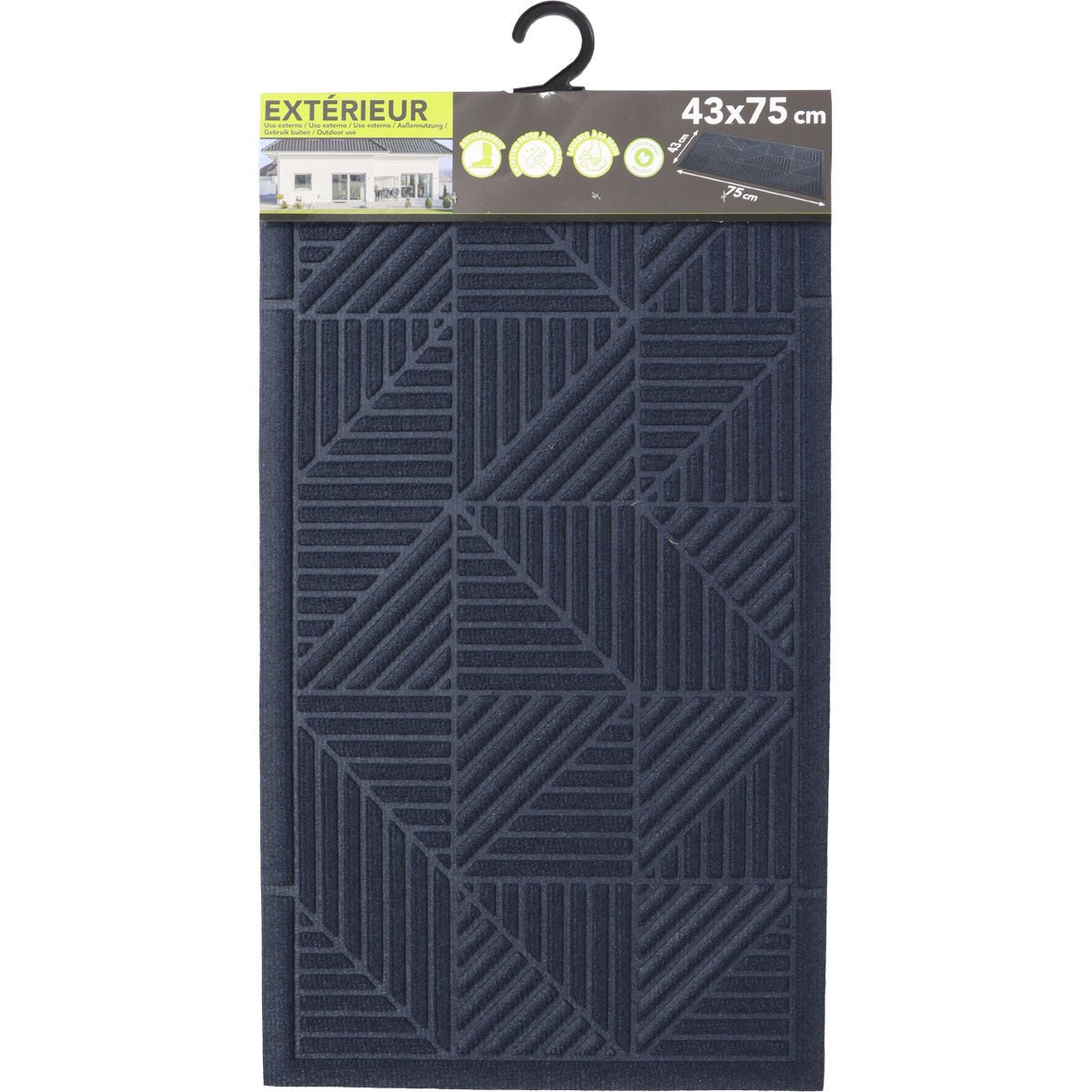 Preș Intrare Triangle 43X75CM Poliester/Cauciuc - Albastru - ramosdecor