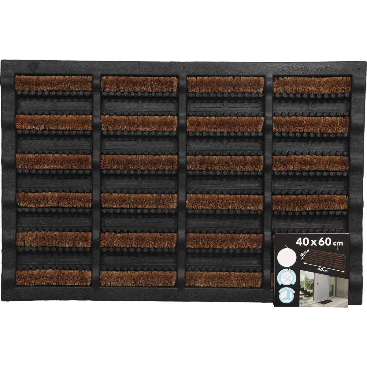 Preș Intrare Scratching 40X60CM Cauciuc/Coco - Negru - ramosdecor