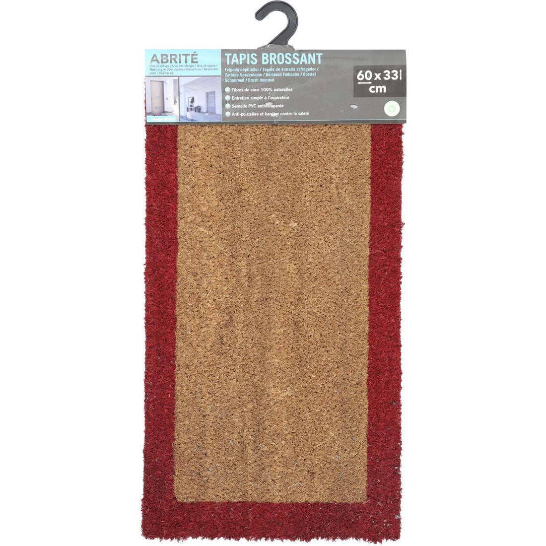 Preș Intrare Bicolor 33X60CM Coco - Natural/Roșu - ramosdecor