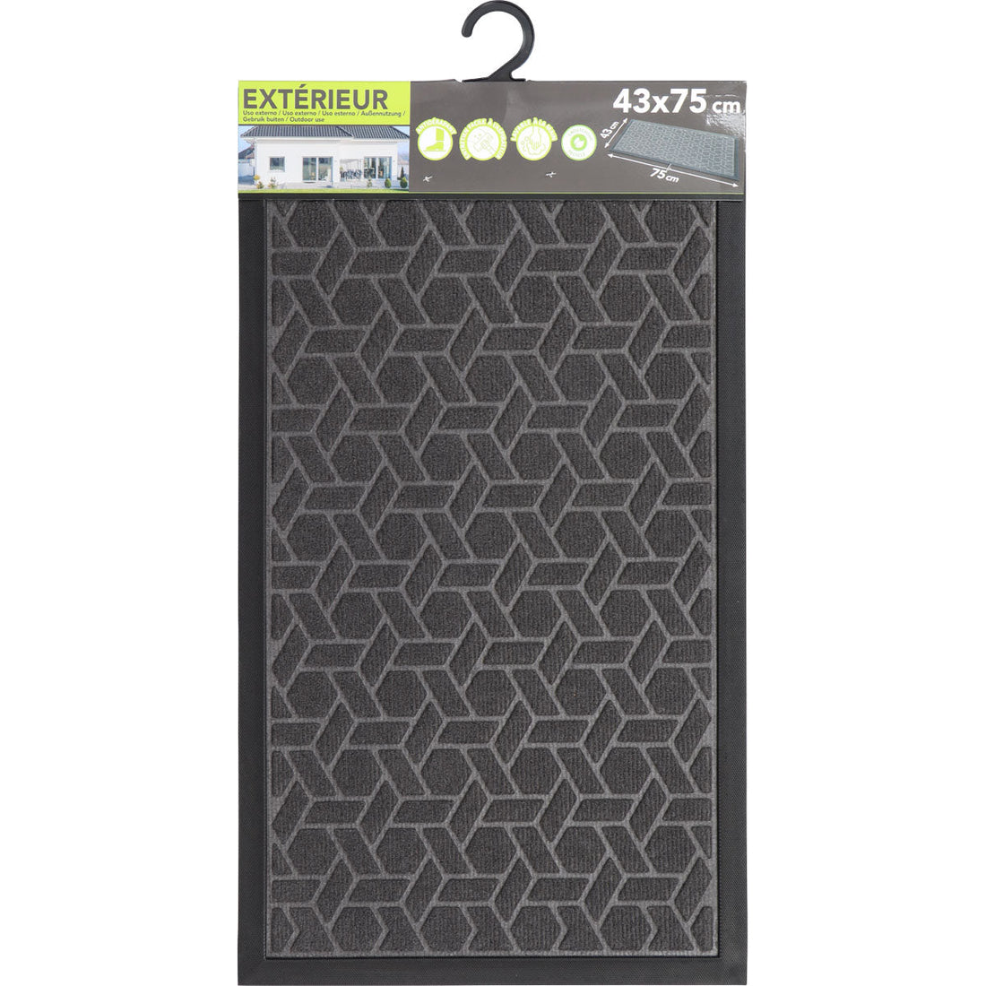 Preș Intrare Cubique 43X75CM Poliester/Cauciuc - Gri Închis - ramosdecor