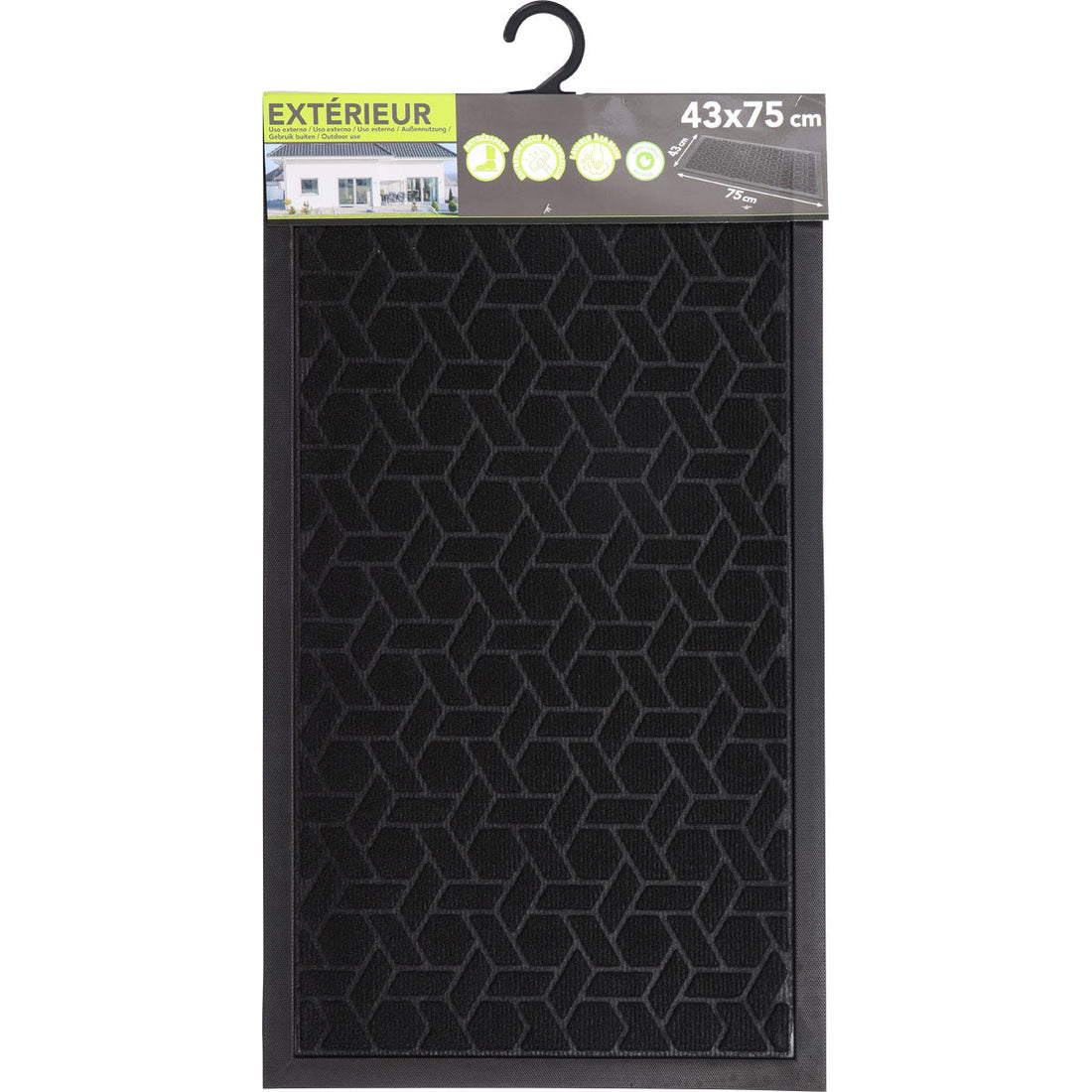 Preș Intrare Cubique 43X75CM Poliester/Cauciuc - Negru - ramosdecor