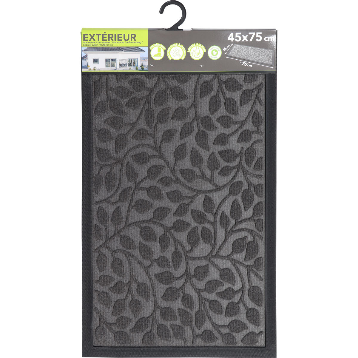 Preș Intrare Feuillage 45X75CM Poliester/Cauciuc - Gri Închis - ramosdecor
